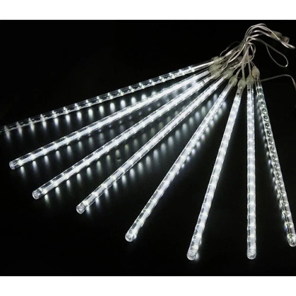 Meteor Shower LED Lights 6 Strand Cool White Dream Drop Falling Tube Set of 4